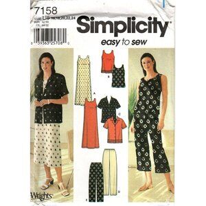 Simplicity 7158 Misses 16 to 24 Dress, Top, Skirt and Pant Uncut Sewing Pattern